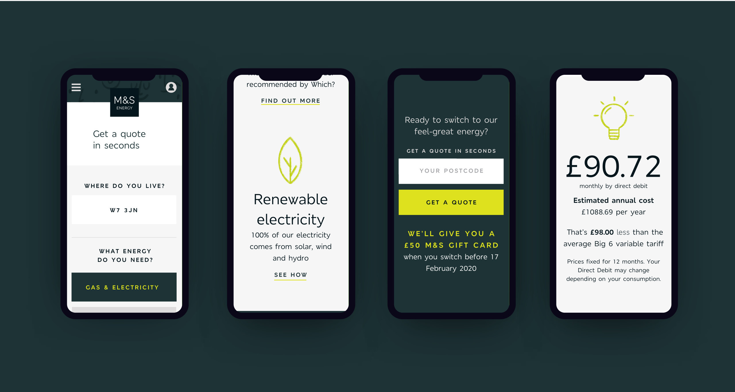 M&S Energy — App onboarding design